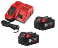 Milwaukee M18NRG-502 ENERGY KIT 2 x 18V 5AH + M12-18 FC Charger + 1 x M12 2.0 Ah